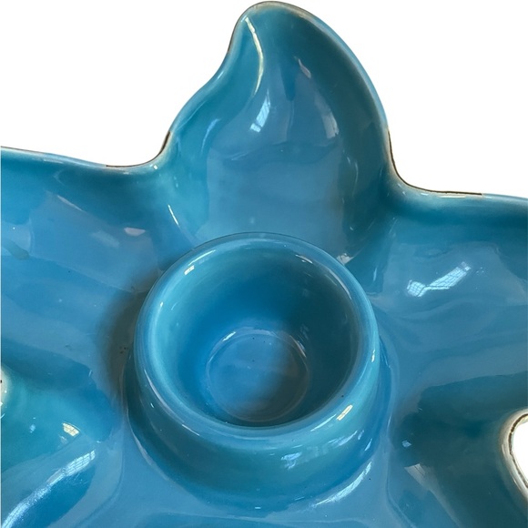 Vietri Blue Starfish Dip Appetizer Ceramic Tray 14” Made in Italy